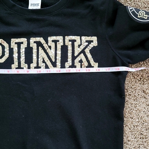 Pink Victoria Secret gold sequin black long sleeve top Size XS - Picture 8 of 11